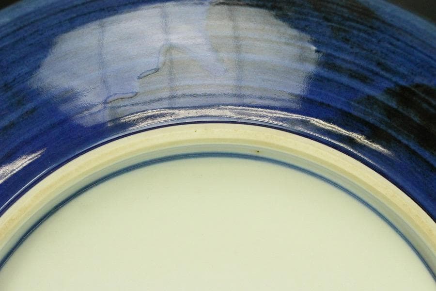 九谷 呉須赤絵 飾皿 φ32.2cm 共箱 作家物 未使用(ZE593)