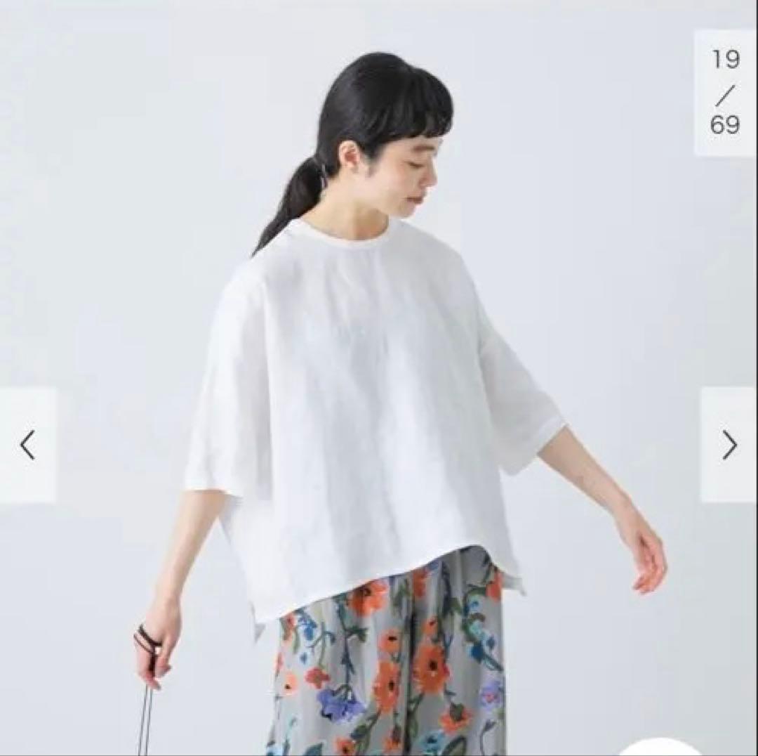 かぐれ リネンクルーネックハーフスリーブ