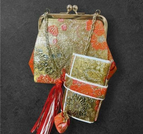 髪飾り付！　七五三　7歳　女の子着物　フルセット オレンジ緑 100~120cm