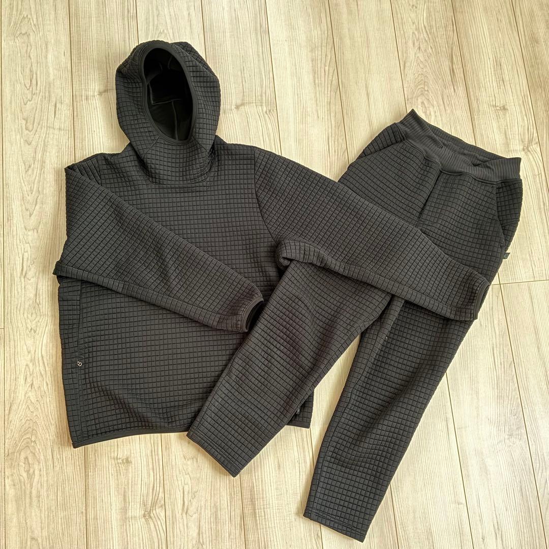 美品 ルルレモン lululemon キルティングスウェット 上下セット 黒 S