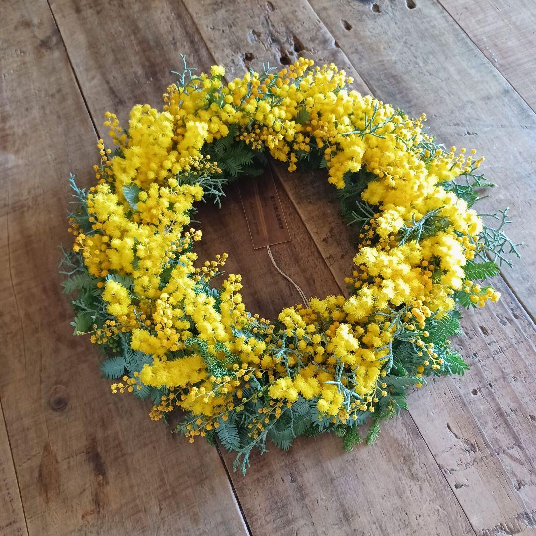 新品 未使用 ミモザ リース ドライフラワー 30cm 【ご予約スタート】