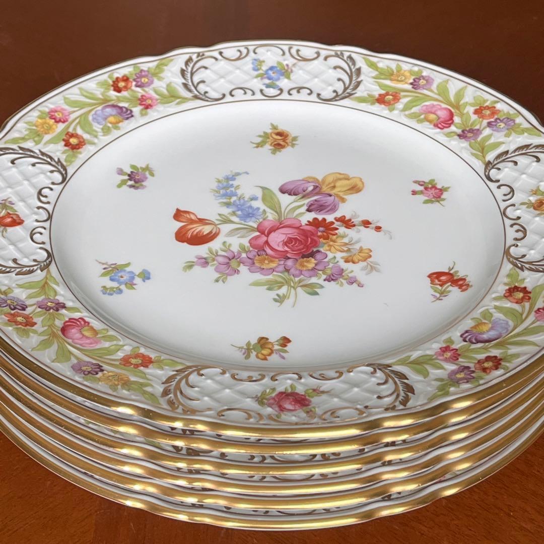 【希少品】ドイツ製　シューマンババリア★ドレンデンフラワー★豪華な大皿　６枚