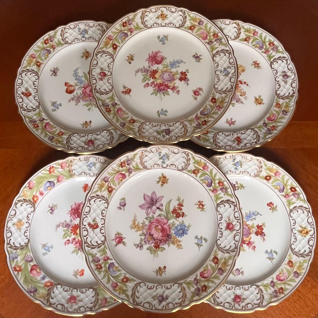 【希少品】ドイツ製　シューマンババリア★ドレンデンフラワー★豪華な大皿　６枚