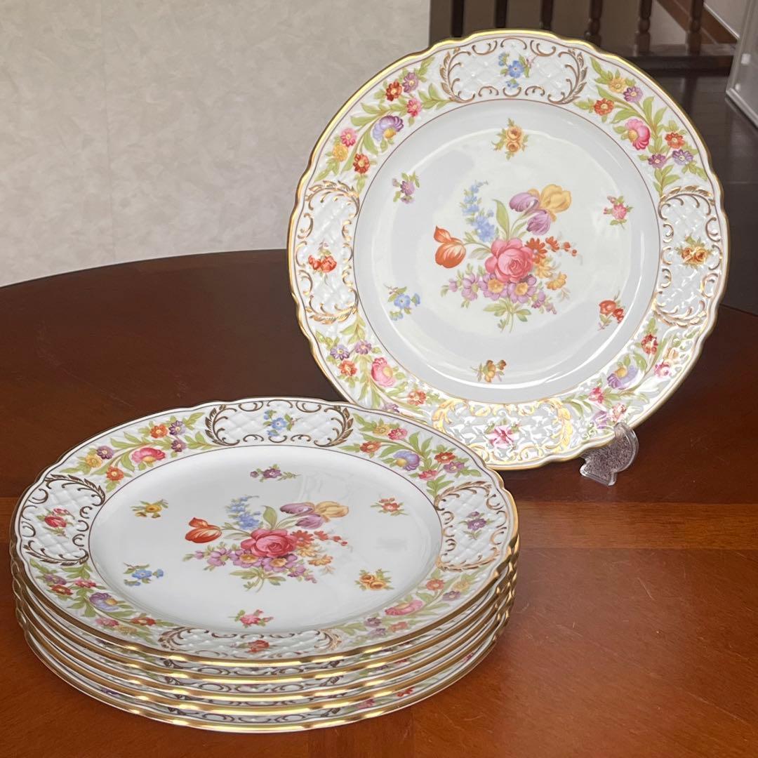 【希少品】ドイツ製　シューマンババリア★ドレンデンフラワー★豪華な大皿　６枚