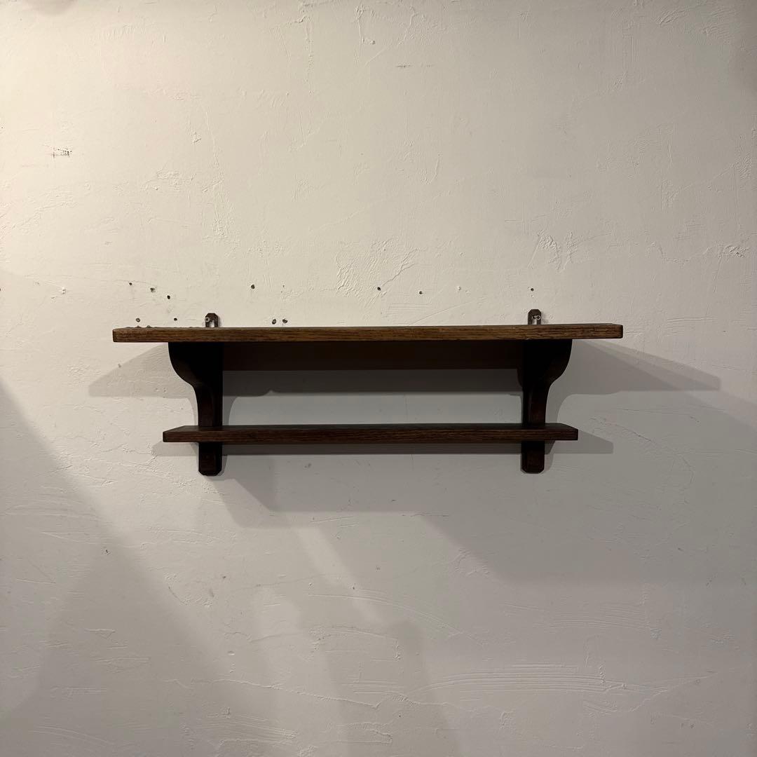 ヴィンテージ　木製ウォールシェルフ　2段シェルフ