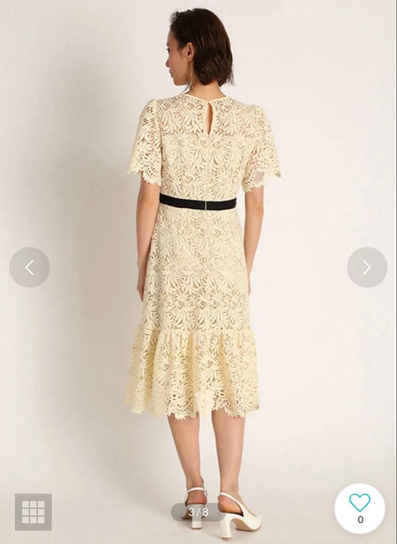 CELFORD リーフレースワンピース サイズ34 イエロー　レースドレス