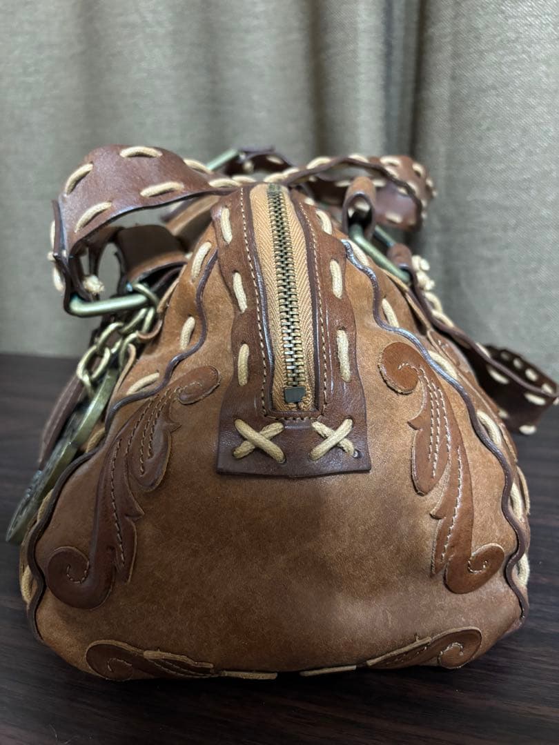 年末年始セールAnna Sui アナスイブラウンレザー ボストンバッグ