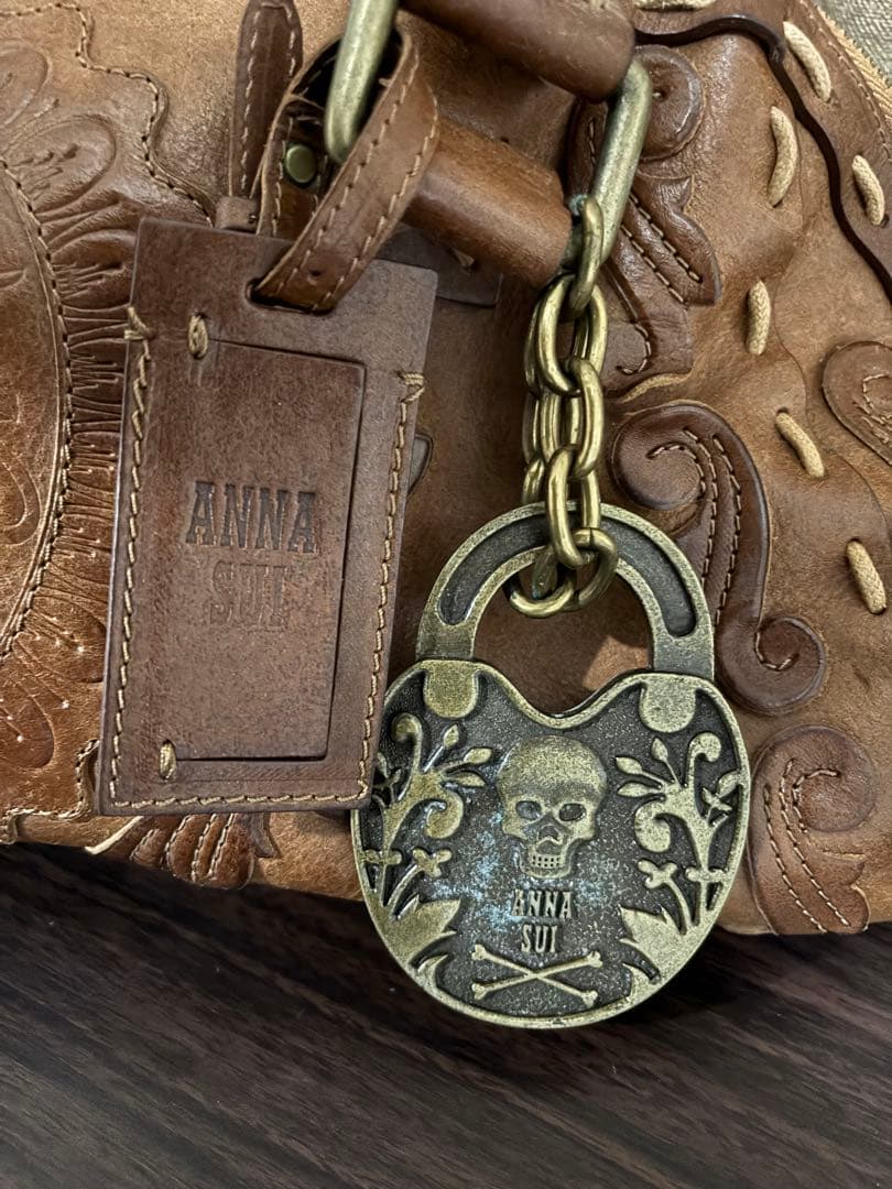 年末年始セールAnna Sui アナスイブラウンレザー ボストンバッグ