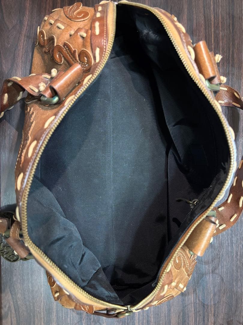 年末年始セールAnna Sui アナスイブラウンレザー ボストンバッグ