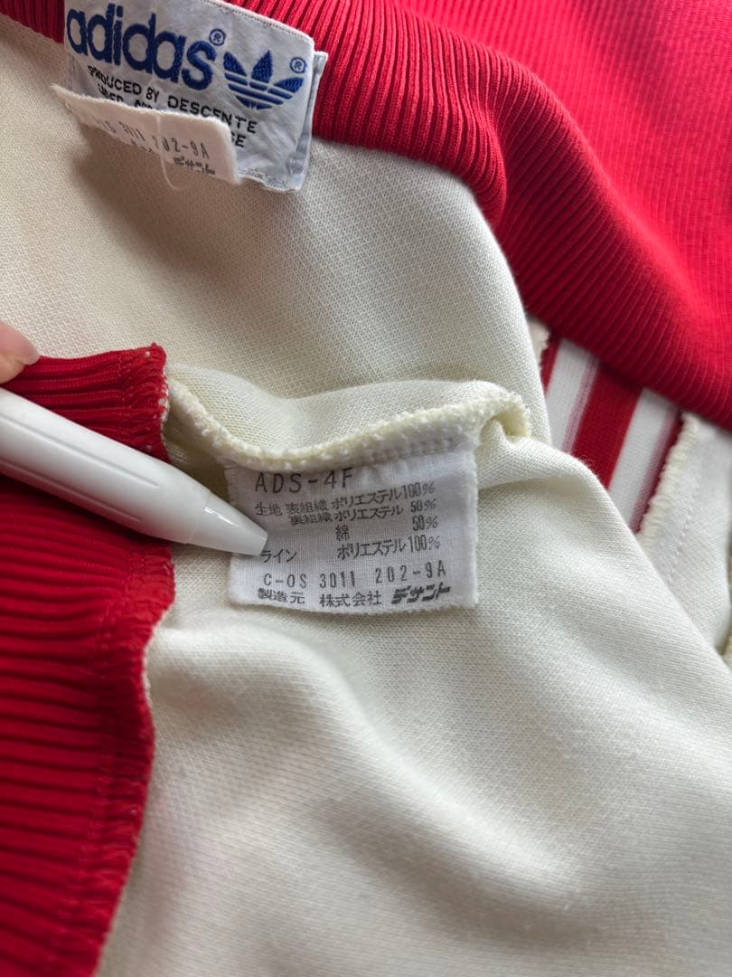 80's adidas トラックジャケット　デサント製　赤 白