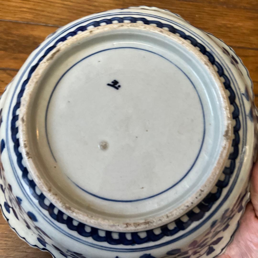 期間限定最終処分特価　逸品古伊万里色絵超力作大鉢と中鉢変形フリル鉢素敵すぎる名品