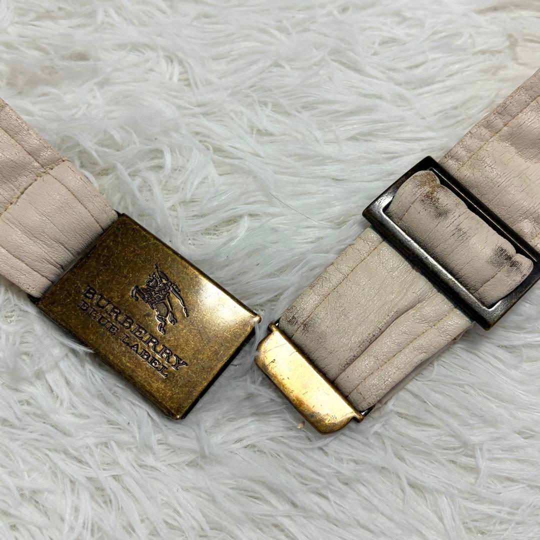 バーバリーブルーレーベル　ダウンコート　M ノバチェック　ホワイトピンク　ベルト