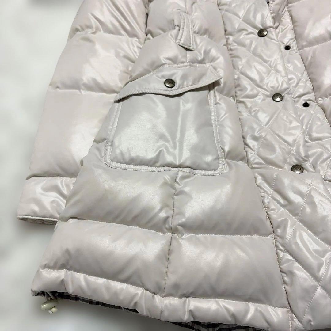 バーバリーブルーレーベル　ダウンコート　M ノバチェック　ホワイトピンク　ベルト