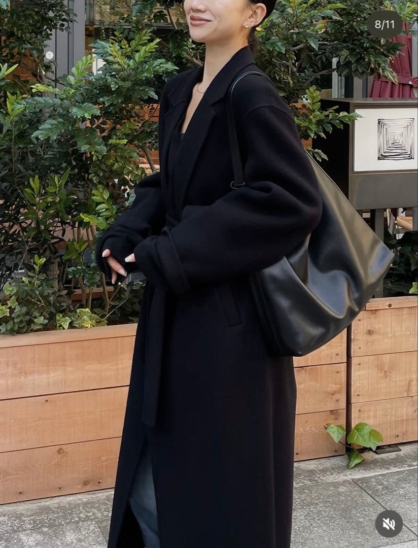 新品未使用品ETRE TOKYO メルトンロングリバーコート　ネイビー　Sサイズ