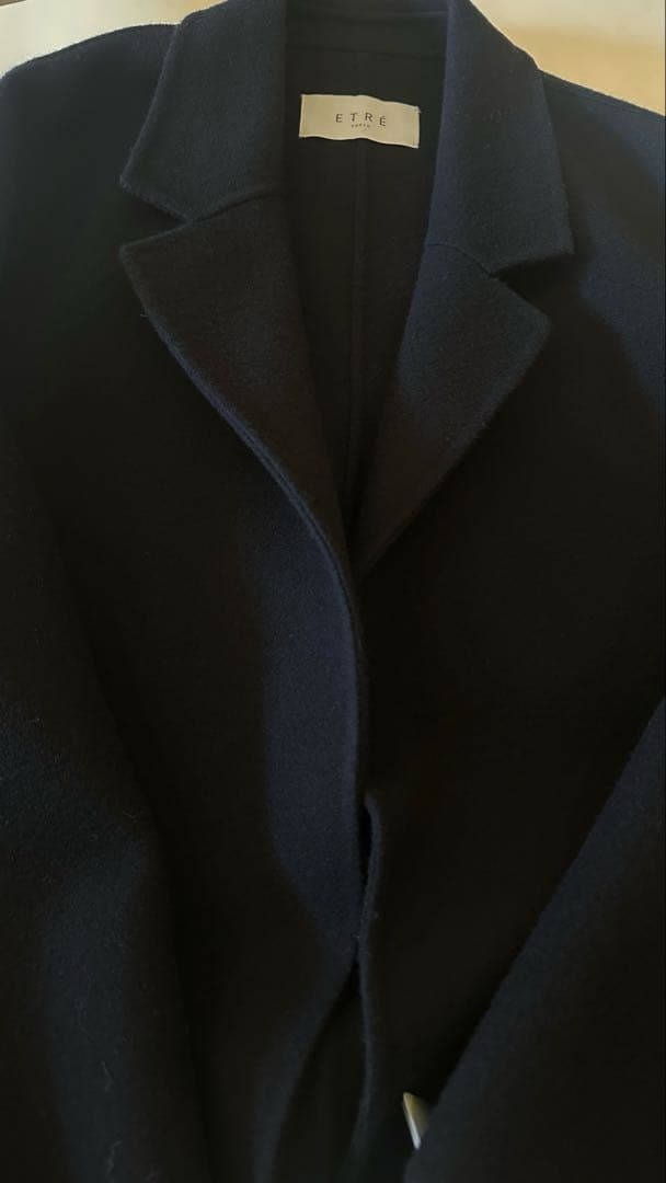 新品未使用品ETRE TOKYO メルトンロングリバーコート　ネイビー　Sサイズ