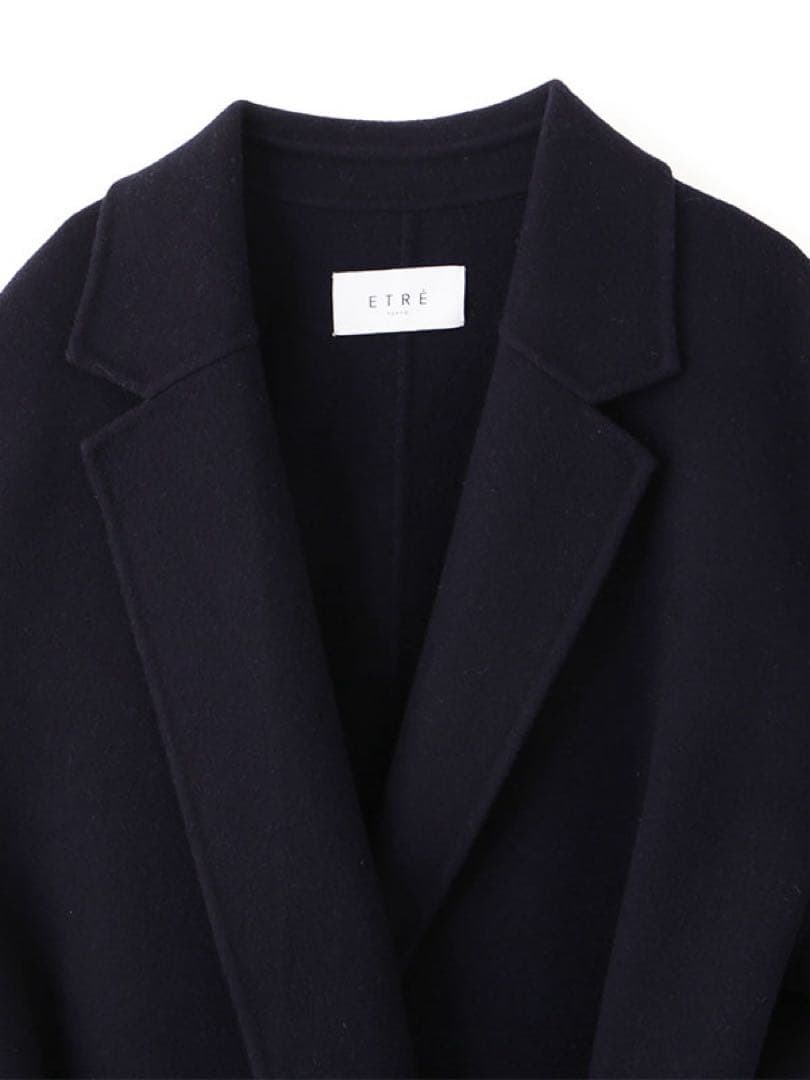 新品未使用品ETRE TOKYO メルトンロングリバーコート　ネイビー　Sサイズ