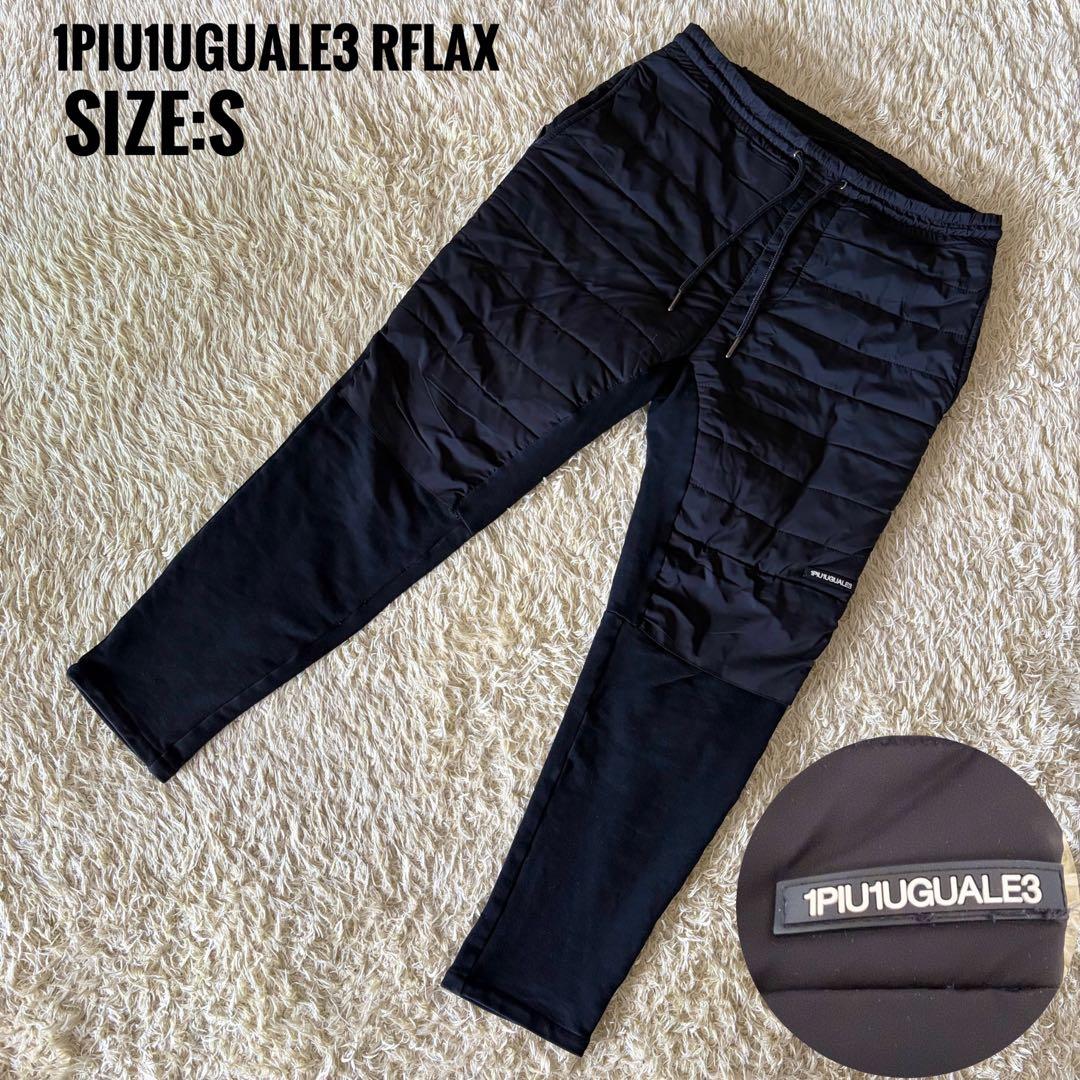 1PIU1UGUALE3 RFLAX ダウンパンツパンツ ロゴ ブラック S