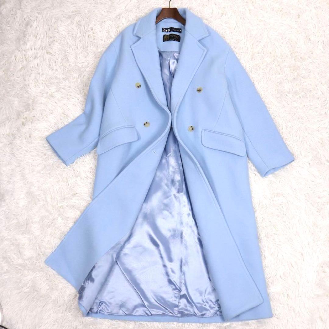 美品 ZARA イタリア生地MANTECO使用ビックシルエットダブルロングコート