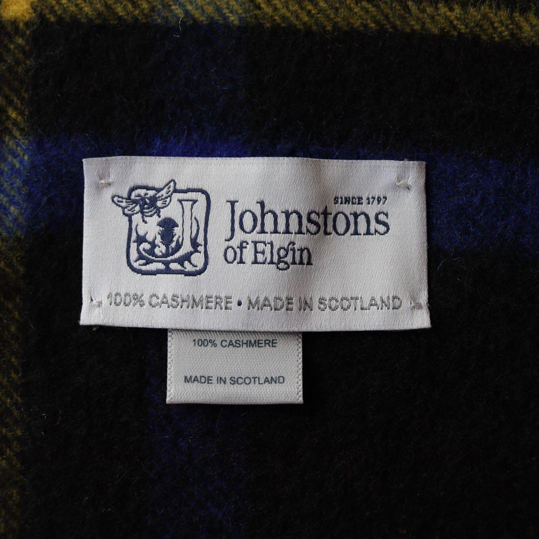 5383【極美品】ジョンストンズ 大判ストール カシミヤ100％ チェック
