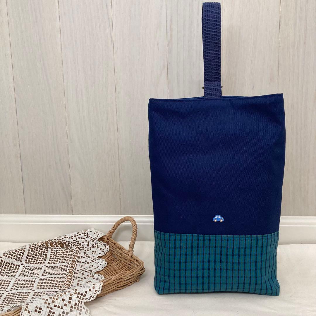 【現品限り】《ファミリアワッペン使用》通園通学グッズ　5点セット　チェック