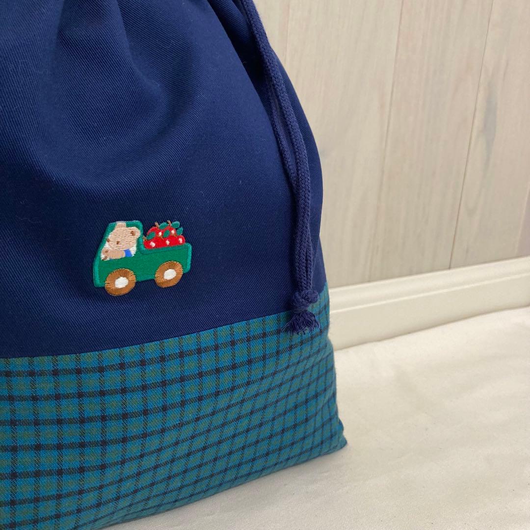 【現品限り】《ファミリアワッペン使用》通園通学グッズ　5点セット　チェック