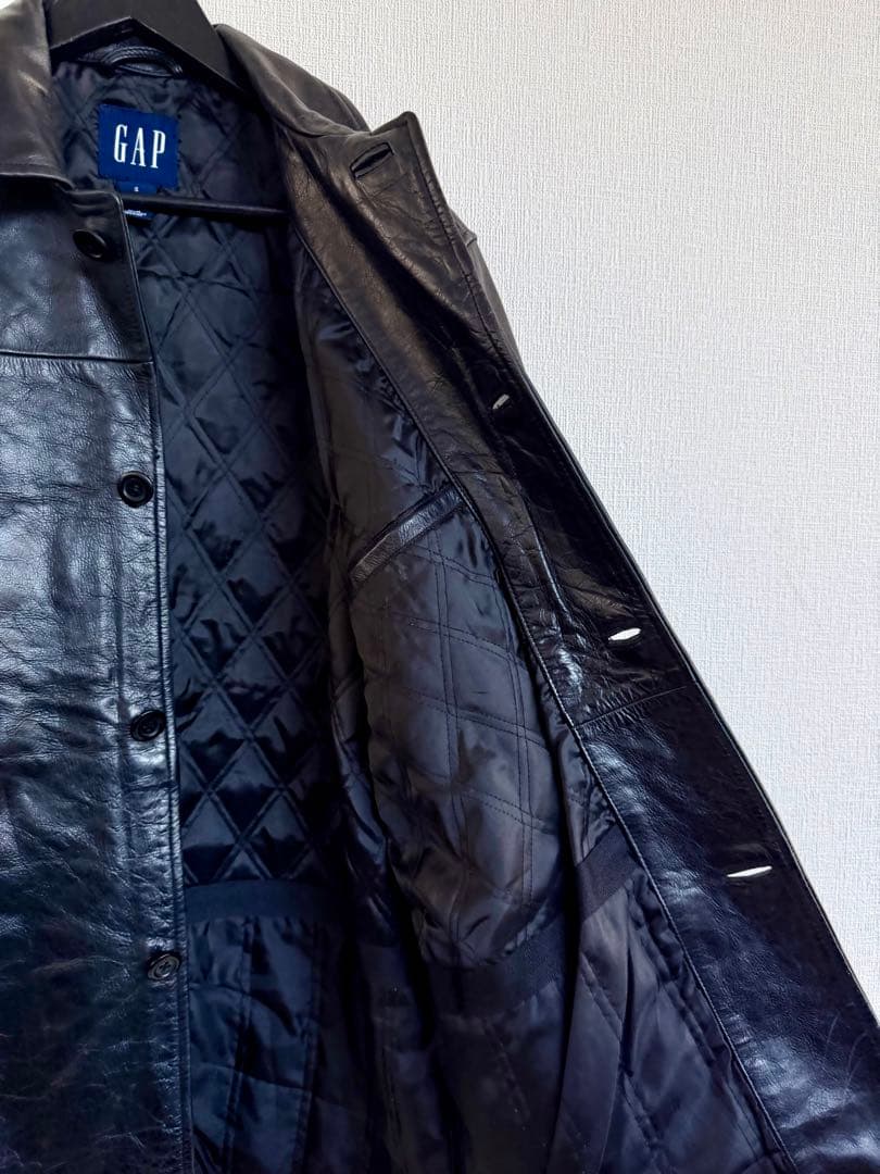 超スペシャル 90s GAP ギャップ レザー カーコート S ブラック 黒