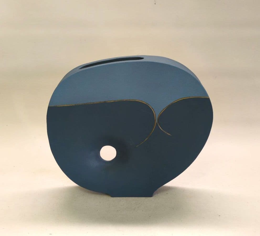 中作自由花　剣山のおまけ付き　清水焼　正明作　池坊好み　池坊花器