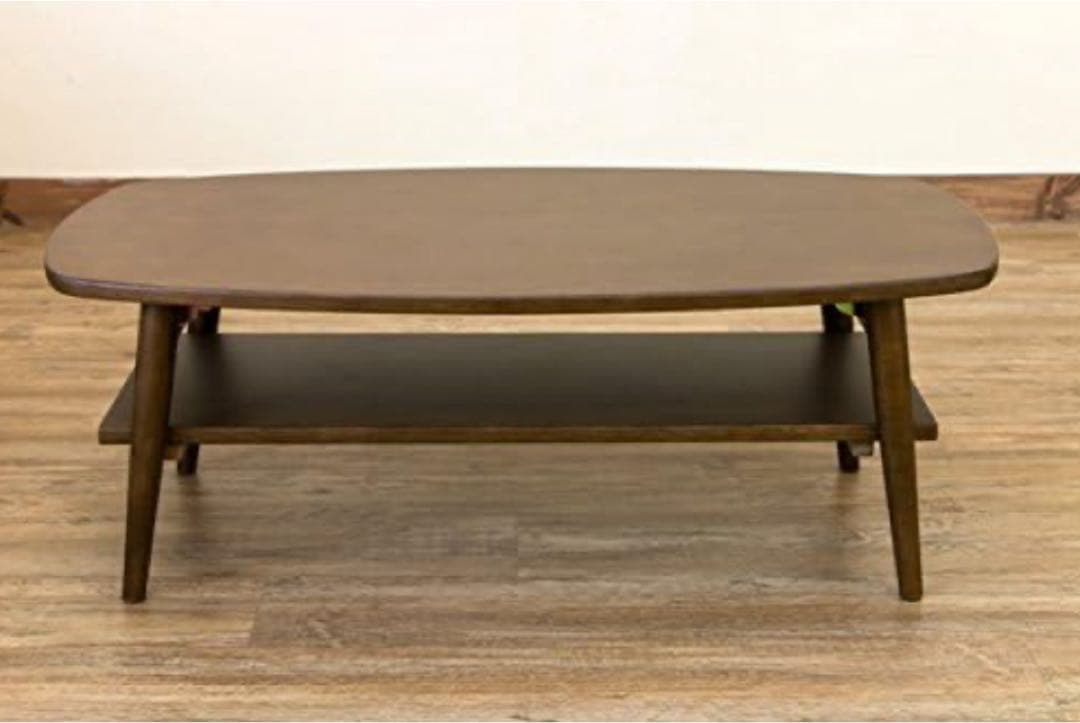 サカベ TRIM 折りたたみテーブル 棚付き 90cm幅 ダークブラウン