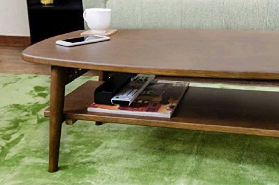 サカベ TRIM 折りたたみテーブル 棚付き 90cm幅 ダークブラウン