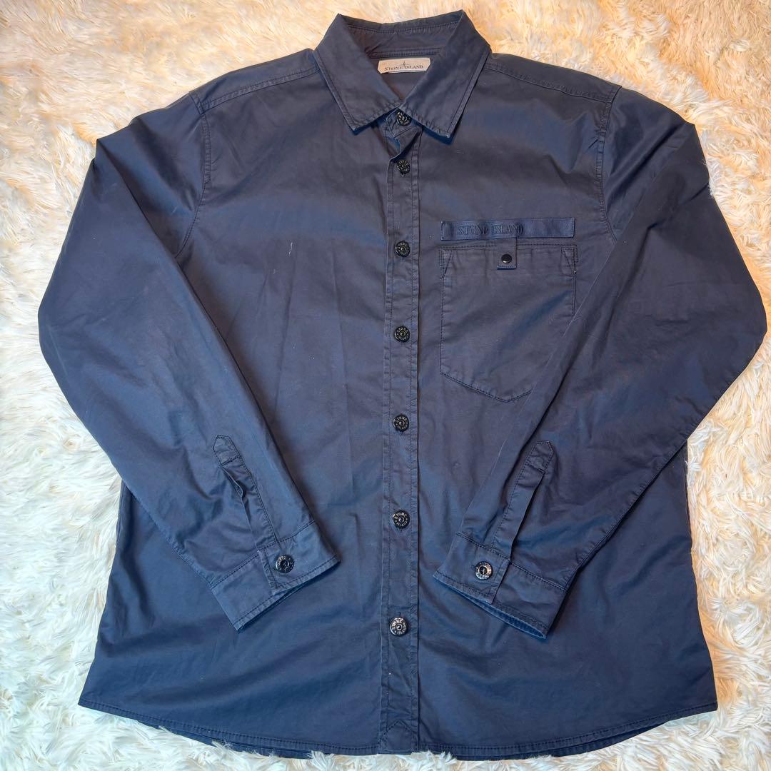 ストーンアイランド　コットンシャツ　シャツジャケット　美品　XL ワッペン