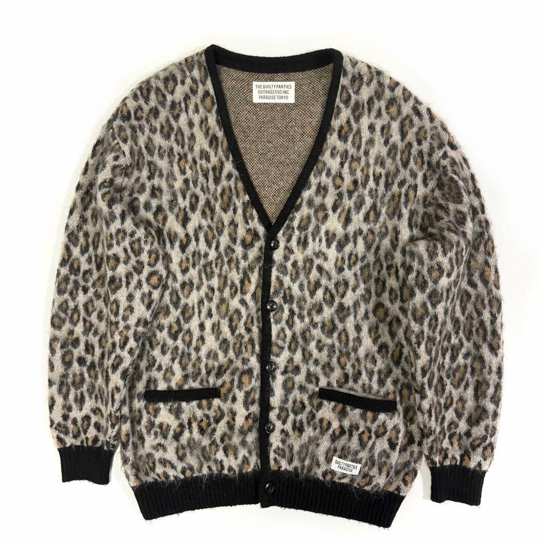 WACKO MARIAワコマリア レオパードモヘアカーディガン ベージュ M