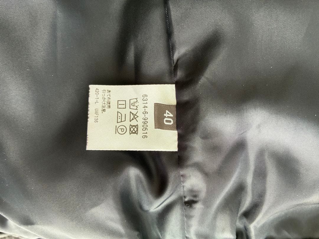 グレー ノーカラー ビジネススーツ 上下セット