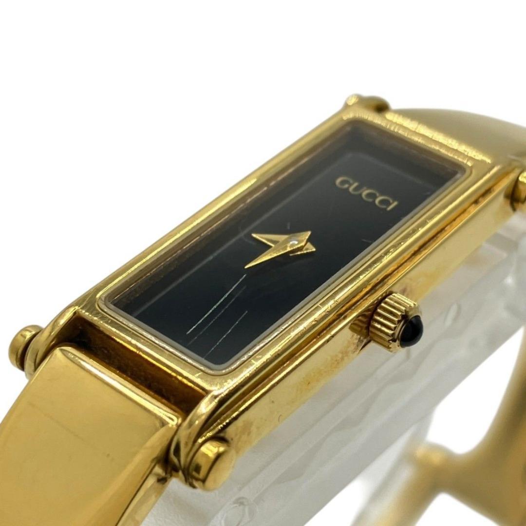 GUCCI腕時計 バングルウォッチ 1500 クォーツ 黒文字盤 ゴールド 稼働