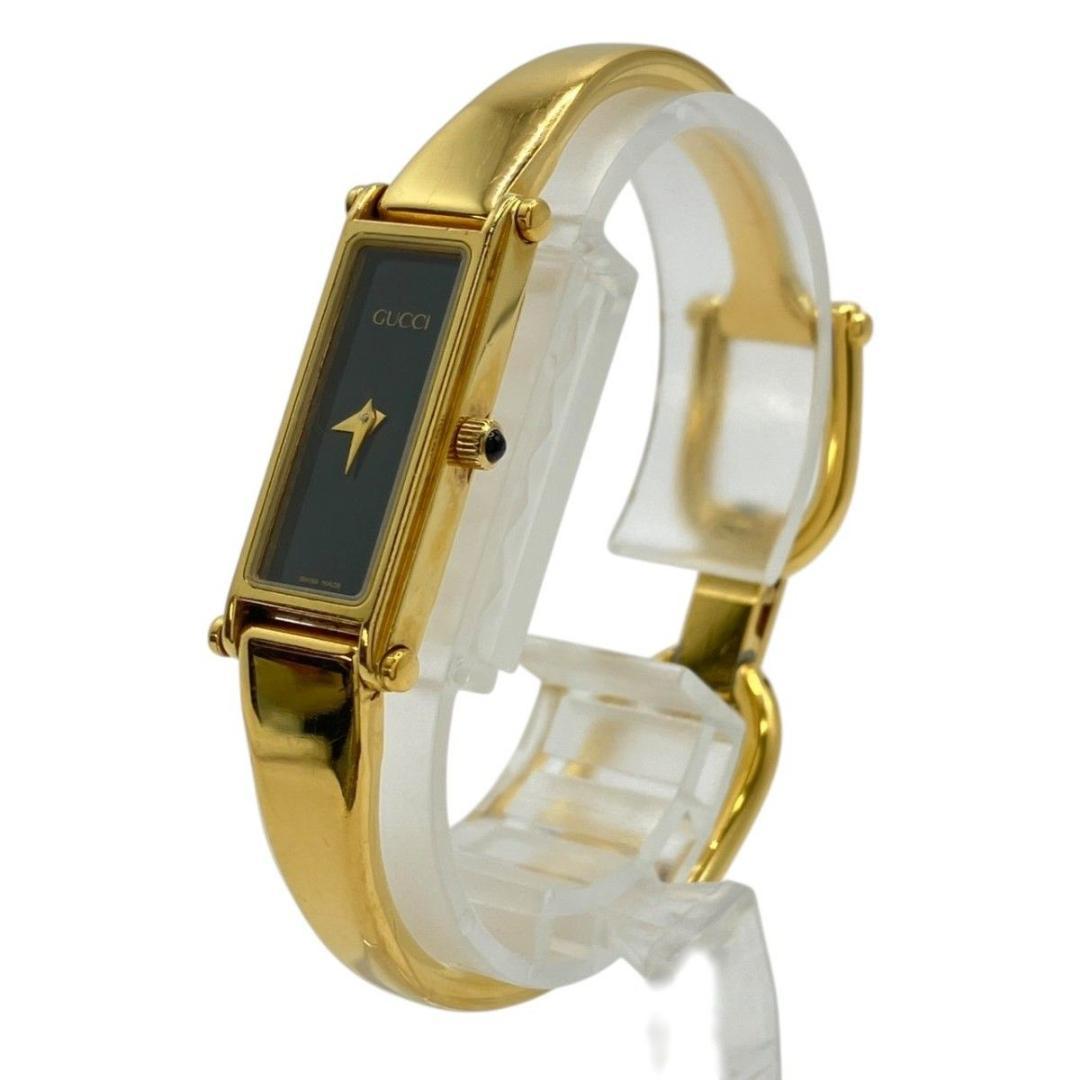 GUCCI腕時計 バングルウォッチ 1500 クォーツ 黒文字盤 ゴールド 稼働