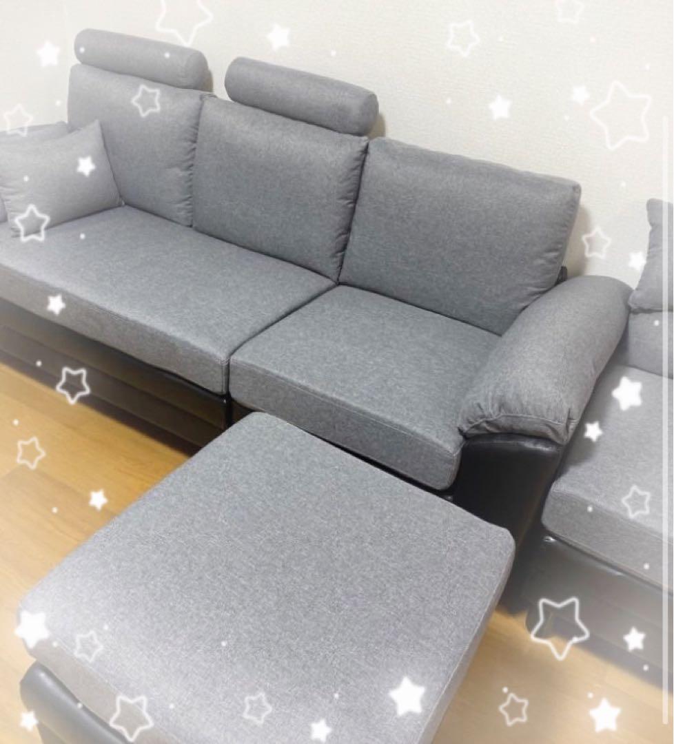 ソファ　ソファー　3人掛け　ブラック　ソファセット　ソファベッド　グレー