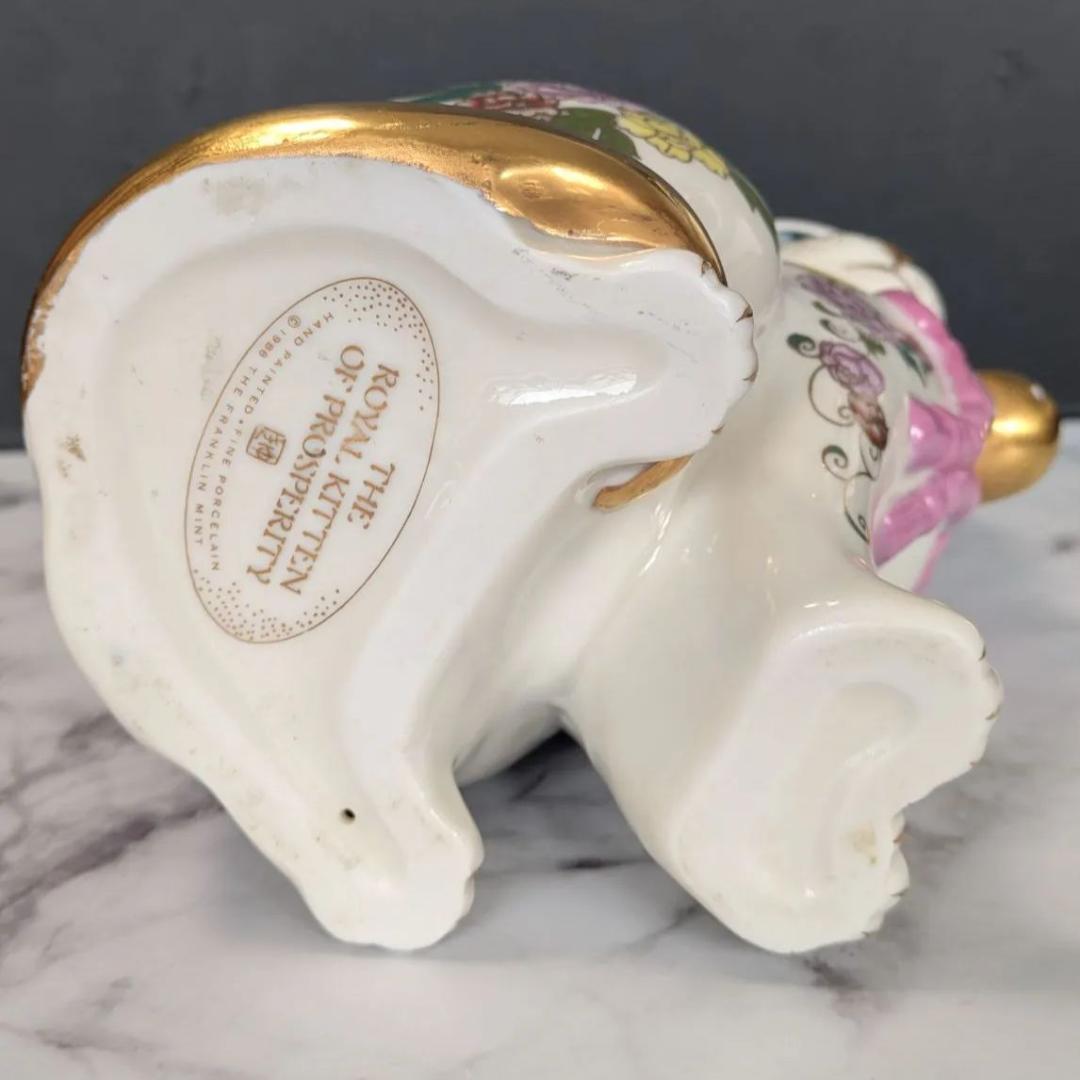 日本製 フランクリンミント ハンドペイント 猫 陶器 フィギュリン 置物 美品