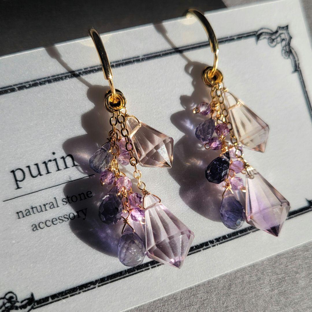 ポメころび様 グリーンアメジスト シャンデリア ピアス