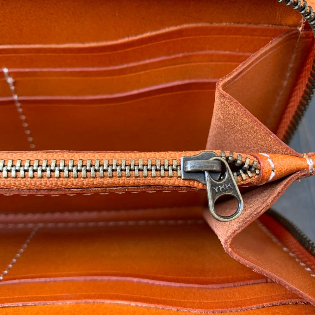 C44■極上 栃木レザー 無双 バイカーズウォレット 財布■マロン■職人手縫い