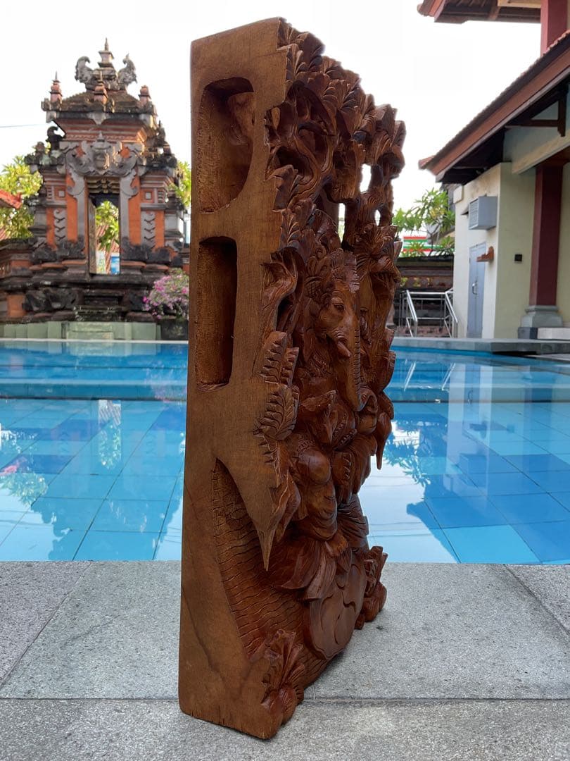 【新入荷］ガネーシャ像(夢をかなえる神様)Hiクオリティ木彫り38.5cm