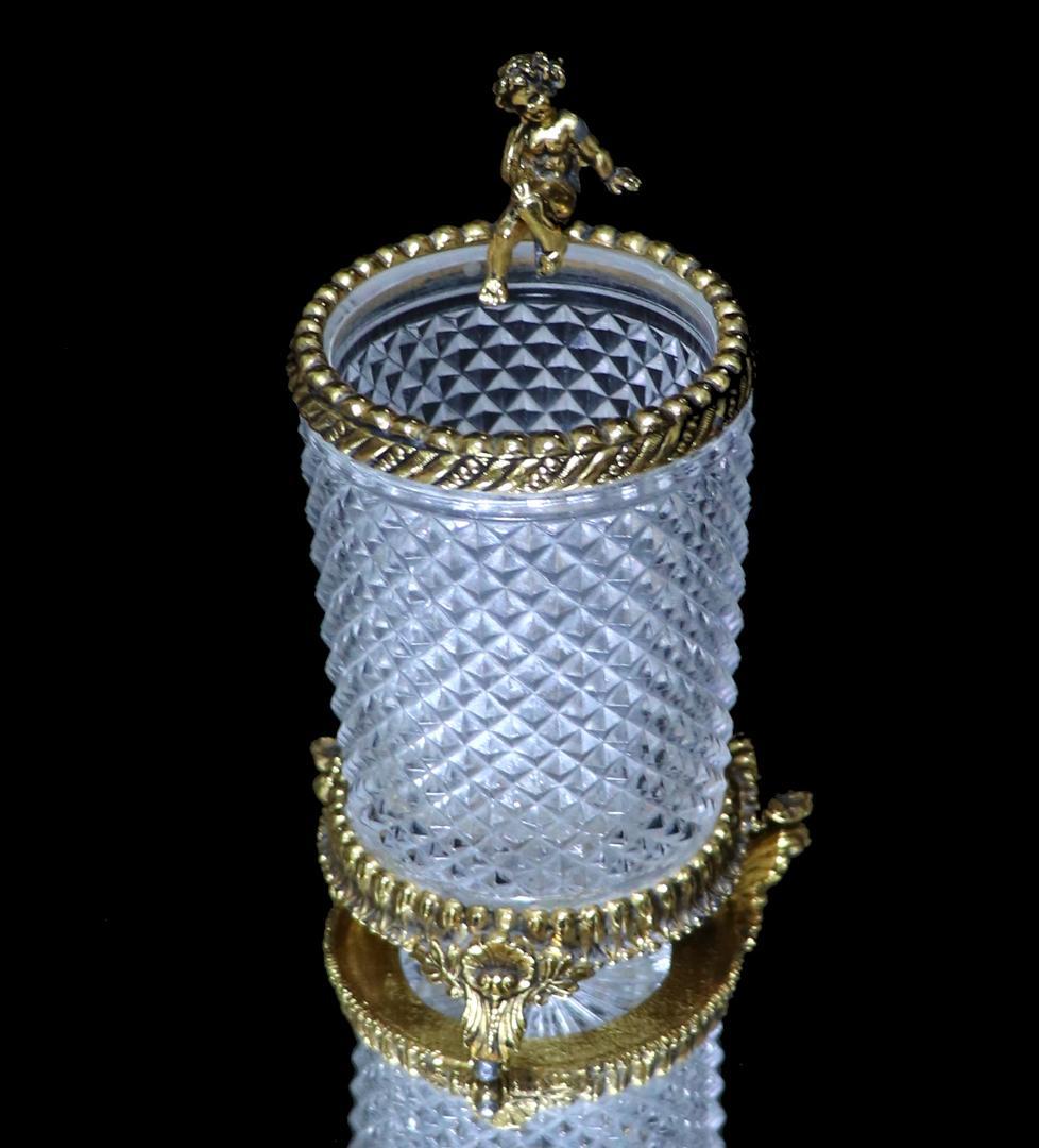 オールド・バカラ 1890年 名品 天使文ゴールド装飾ディアマン・ビゾー小物入れ