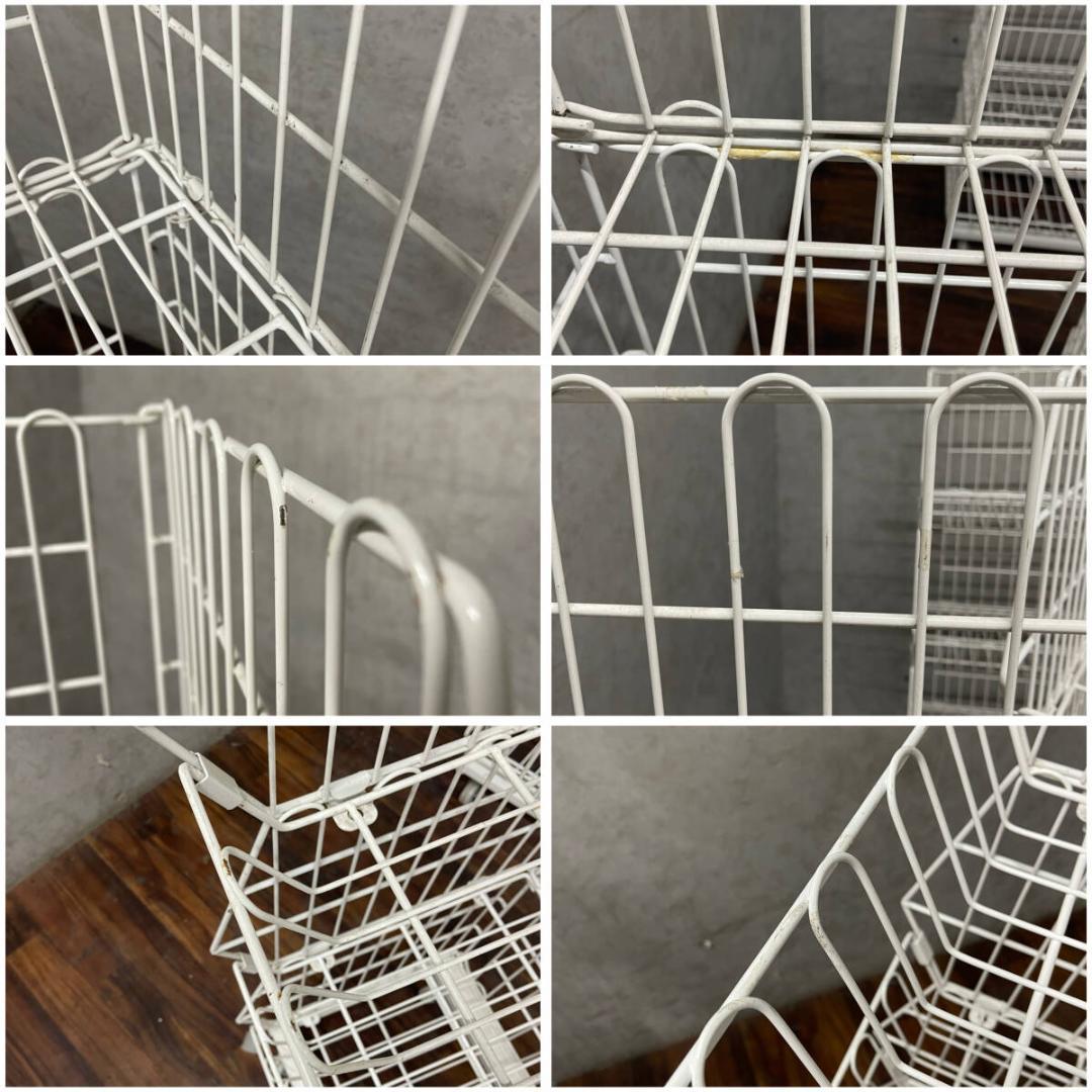 ワイヤーラック 4段 キャスター付き 3台セット バスケット ラック