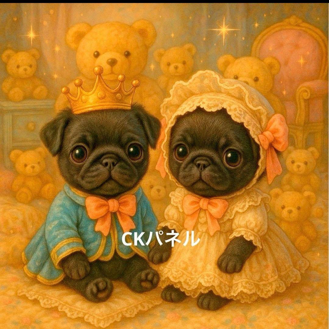 マルチーズ、パグカラメルプリンパネル生地　ハンドメイド