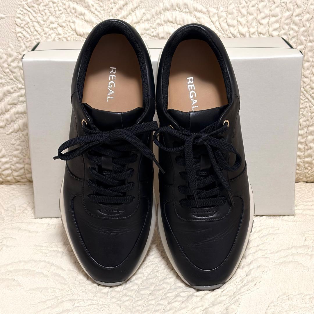 美品 REGAL 軽量レザースニーカー 24.0cm ブラック 箱あり