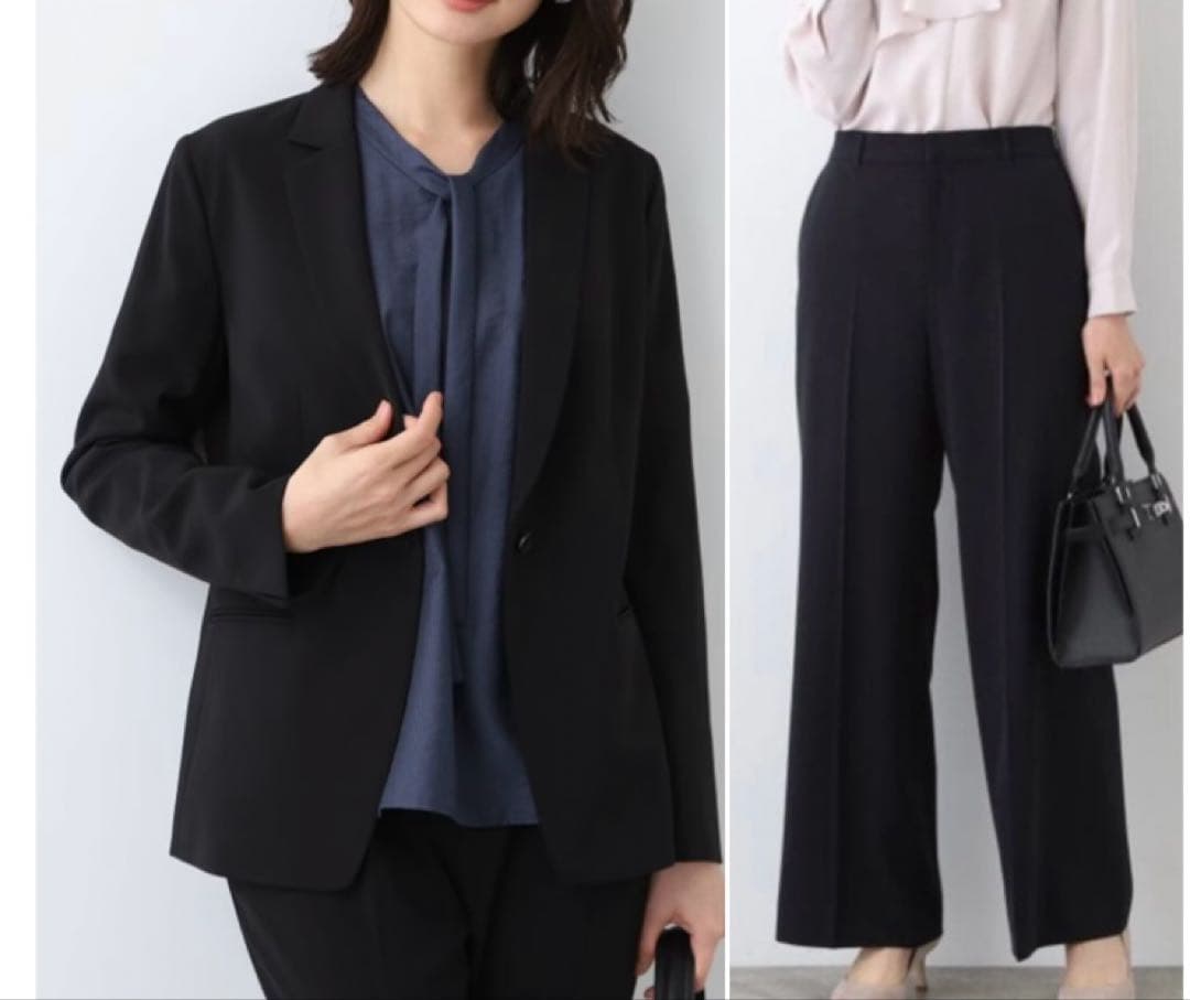 【新品】INDIVI ストレッチテーラードジャケット&ワイドパンツ セットアップ