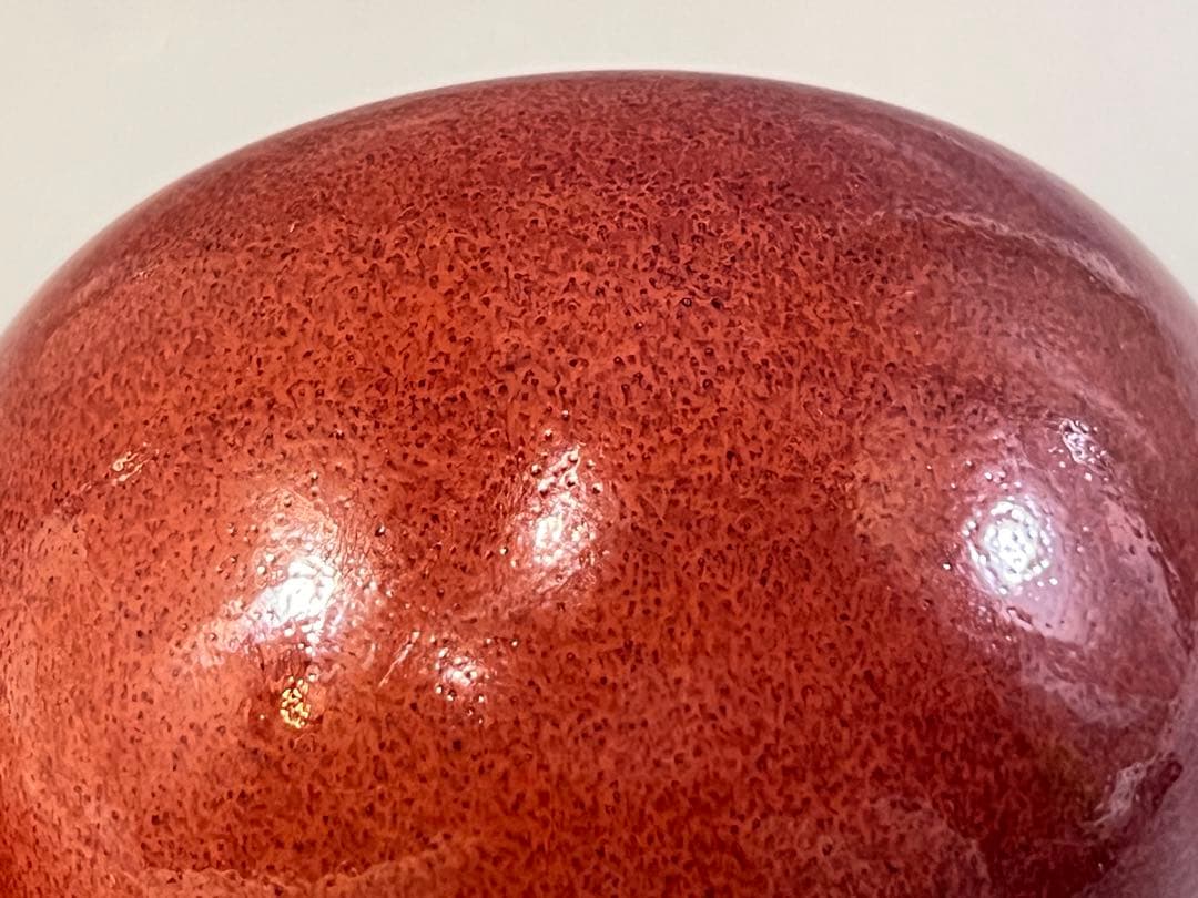 清時代 康熙年製 豆紅釉苹果尊・時代物・古陶磁・古賞物・旧家買出品