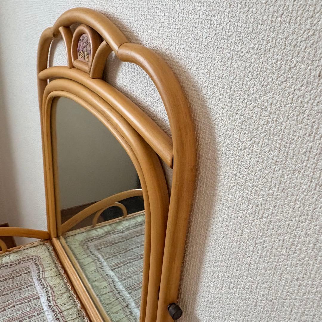 ラタン　籐家具　ドレッサー　鏡台　① 化粧台　木製　昭和レトロ　アンティーク