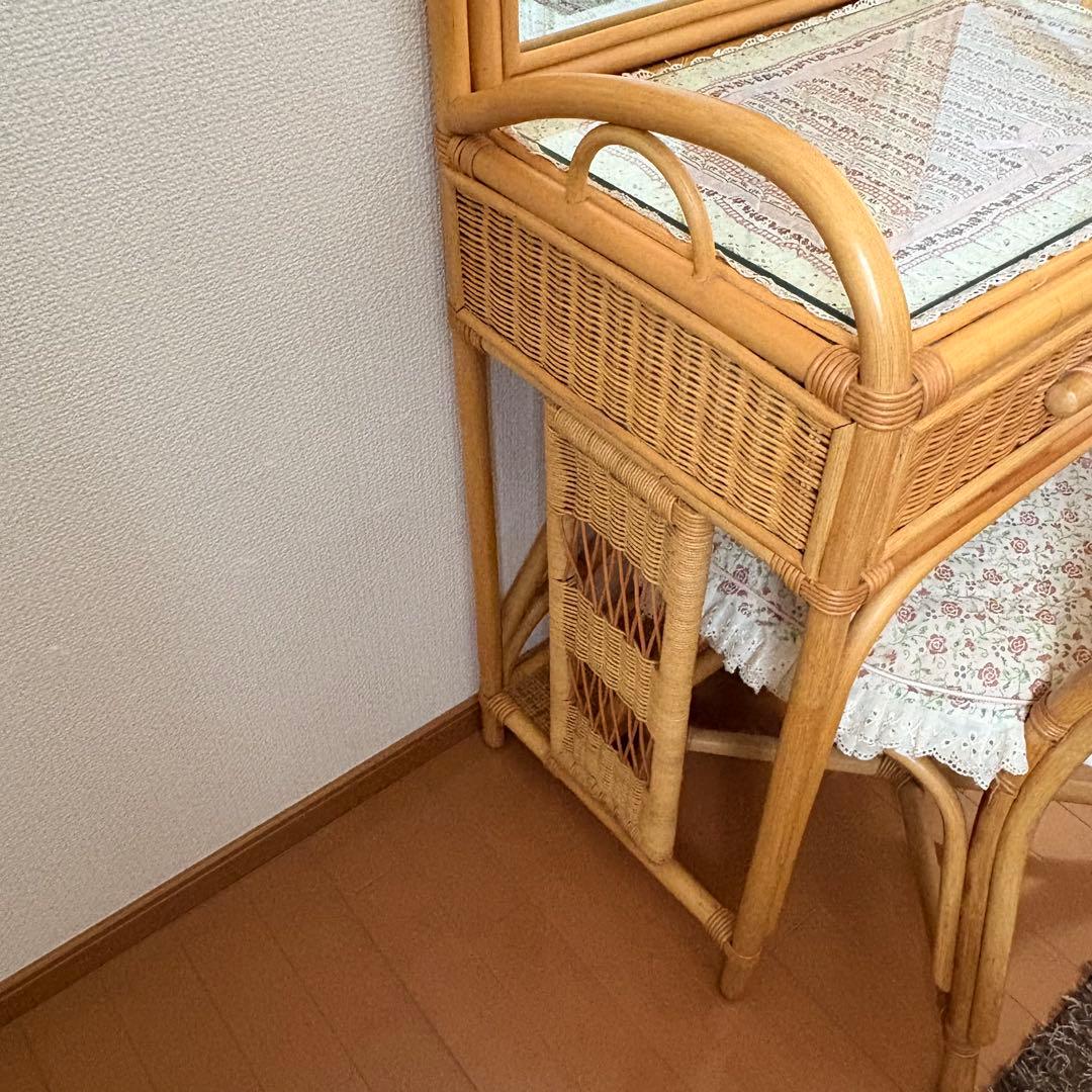 ラタン　籐家具　ドレッサー　鏡台　① 化粧台　木製　昭和レトロ　アンティーク