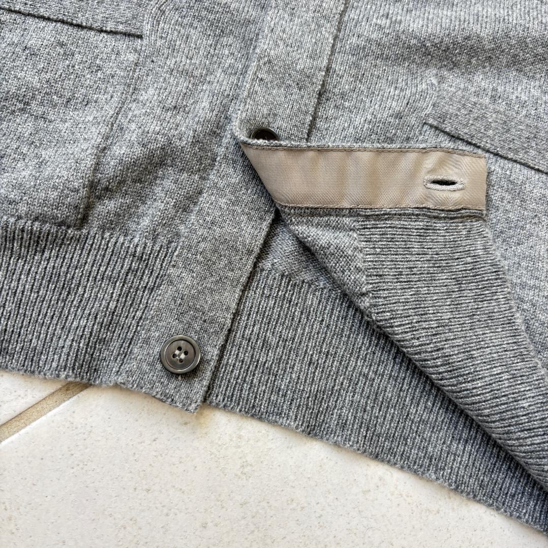 80s スコットランド製カシミアカーディガン ごま塩グレー XL