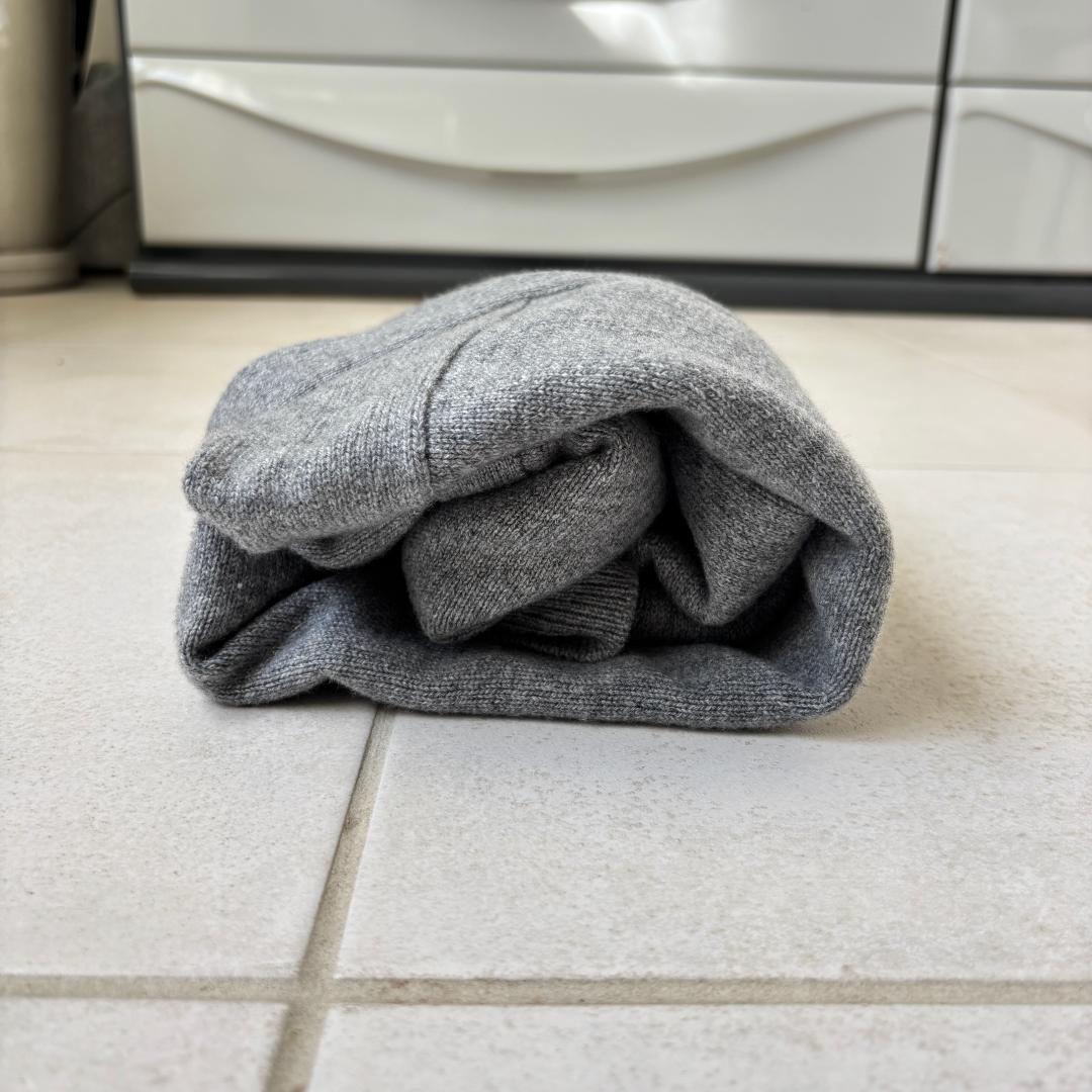 80s スコットランド製カシミアカーディガン ごま塩グレー XL