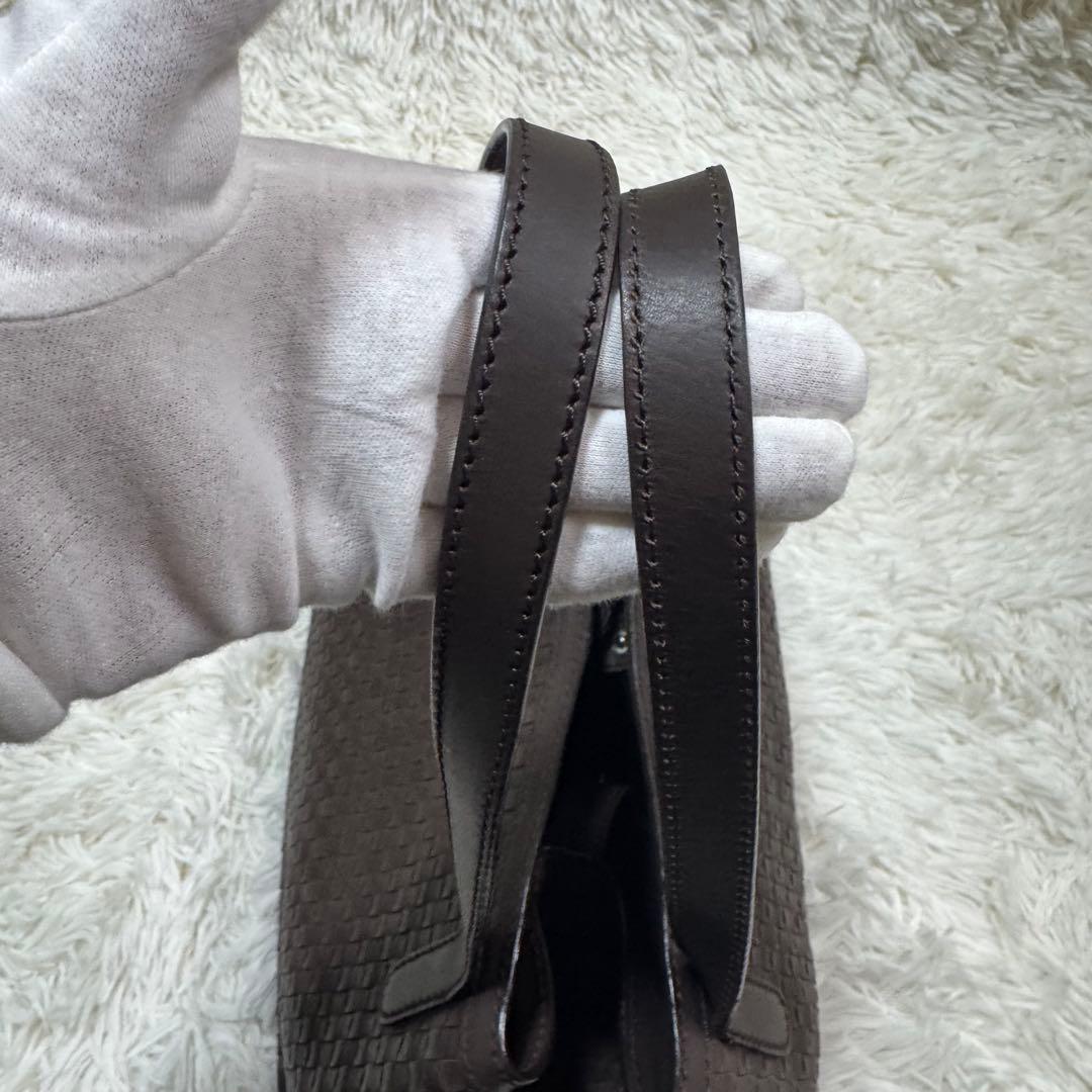 Max Mara トートバッグ　イントレチャート　カラー(ダークブラウン)